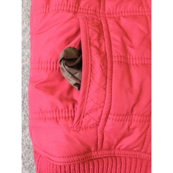 AMERICAN EAGLE Women's Puffer Vest With Removable Hood Red Size Medium - Picture 7 of 10
